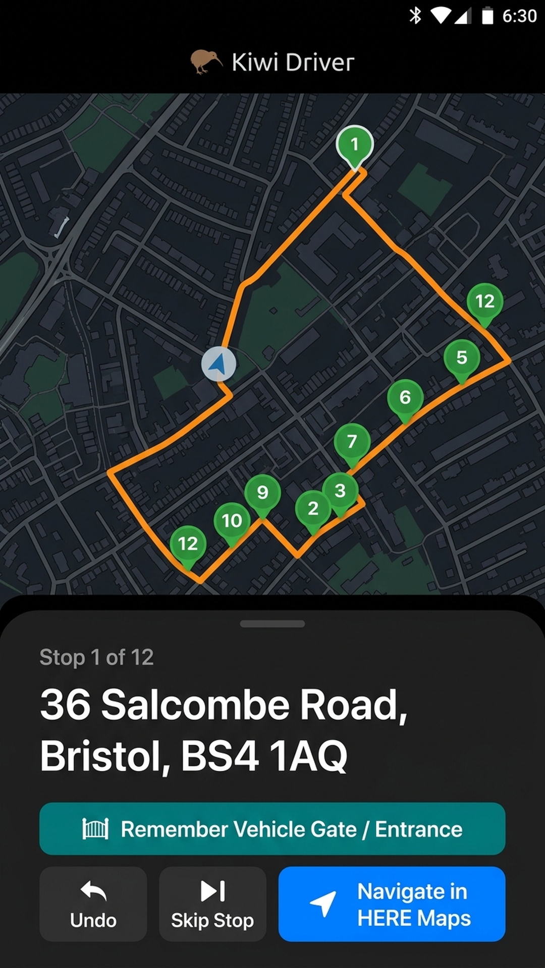 Kiwi Driver Cab Navigation with Kiwi Pinpoint™ Map and Disruption Alerts